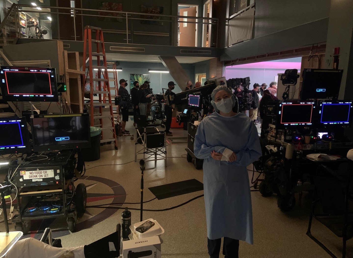 Anna Melio on the set of Grey's Anatomy